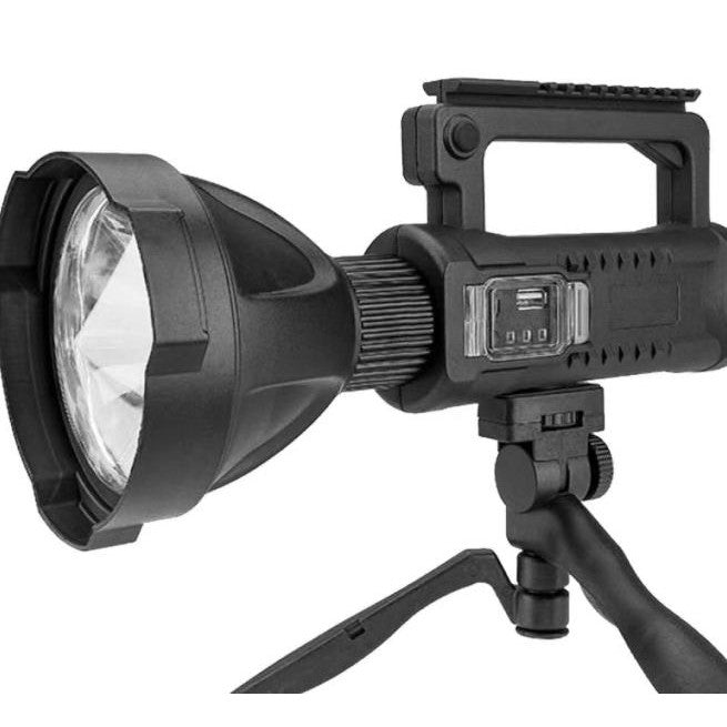 Lanterna Multifunctionala, w5120, Reincarcabila, Incarcare USB, LED, 4 Moduri De Iluminat, indicator baterie, Power Bank, Trepied, Negru